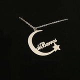 Stars Moon Name Necklace Stainless Steel Long Chain Jewelry