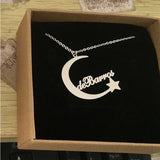 Stars Moon Name Necklace Stainless Steel Long Chain Jewelry