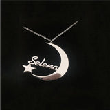 Stars Moon Name Necklace Stainless Steel Long Chain Jewelry