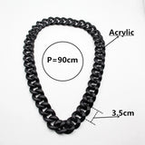 Exaggerated Black/White Acrylic Long Necklace for Women