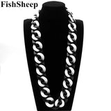 Exaggerated Black/White Acrylic Long Necklace for Women