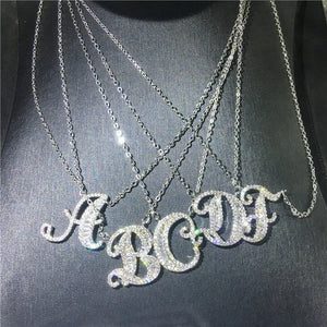 Alphabet Pendant Necklace 925 Sterling Silver AAAAA CZ Jewelry Gift