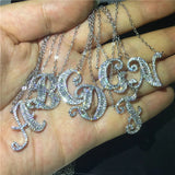 Alphabet Pendant Necklace 925 Sterling Silver AAAAA CZ Jewelry Gift