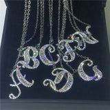 Alphabet Pendant Necklace 925 Sterling Silver AAAAA CZ Jewelry Gift