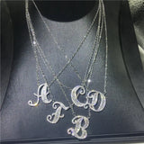 Alphabet Pendant Necklace 925 Sterling Silver AAAAA CZ Jewelry Gift