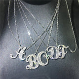 Alphabet Pendant Necklace 925 Sterling Silver AAAAA CZ Jewelry Gift