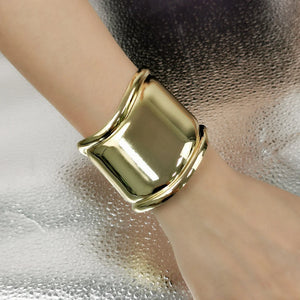 Geometric Irregular Wave Metal Cuff Bracelet for Women