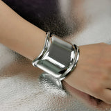 Geometric Irregular Wave Metal Cuff Bracelet for Women