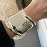 Geometric Irregular Wave Metal Cuff Bracelet for Women