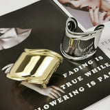 Geometric Irregular Wave Metal Cuff Bracelet for Women
