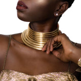 Adjustable Leather Statement Choker Necklace for Women