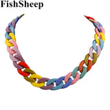Colorful Plastic Chain Choker Necklaces for Women
