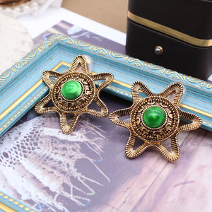 Red Green Star Clip Earrings Vintage Jewelry Retro Style