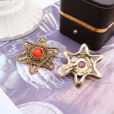 Red Green Star Clip Earrings Vintage Jewelry Retro Style