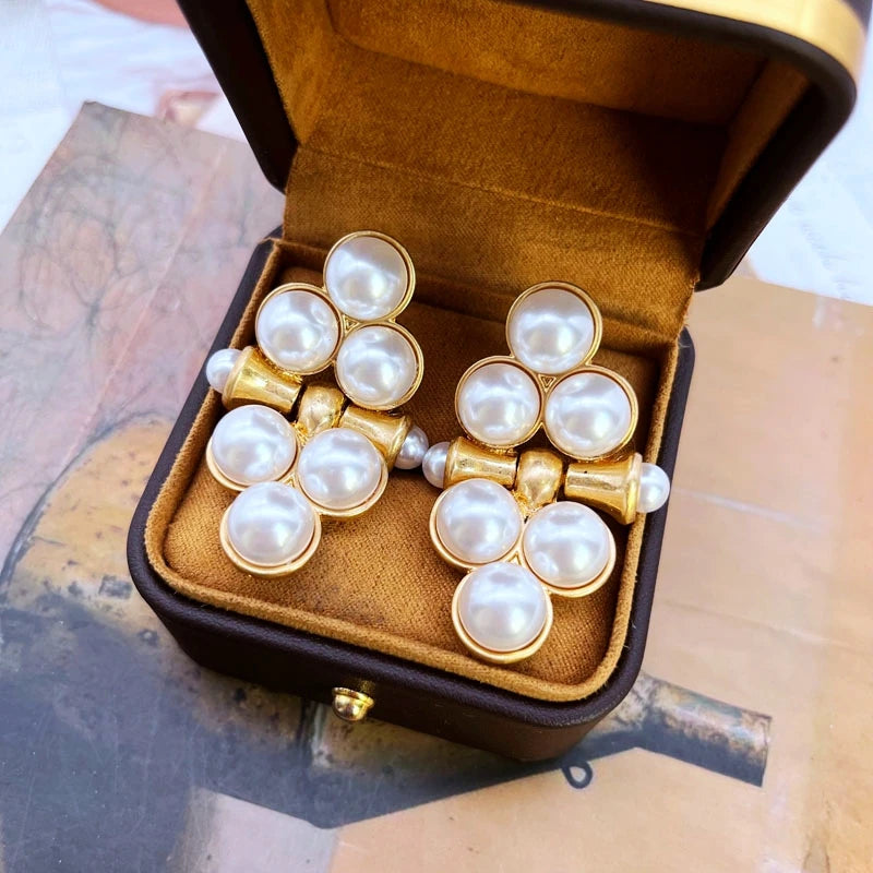 Statement Earrings Pearls Party Jewelry Vintage Accessories Modern