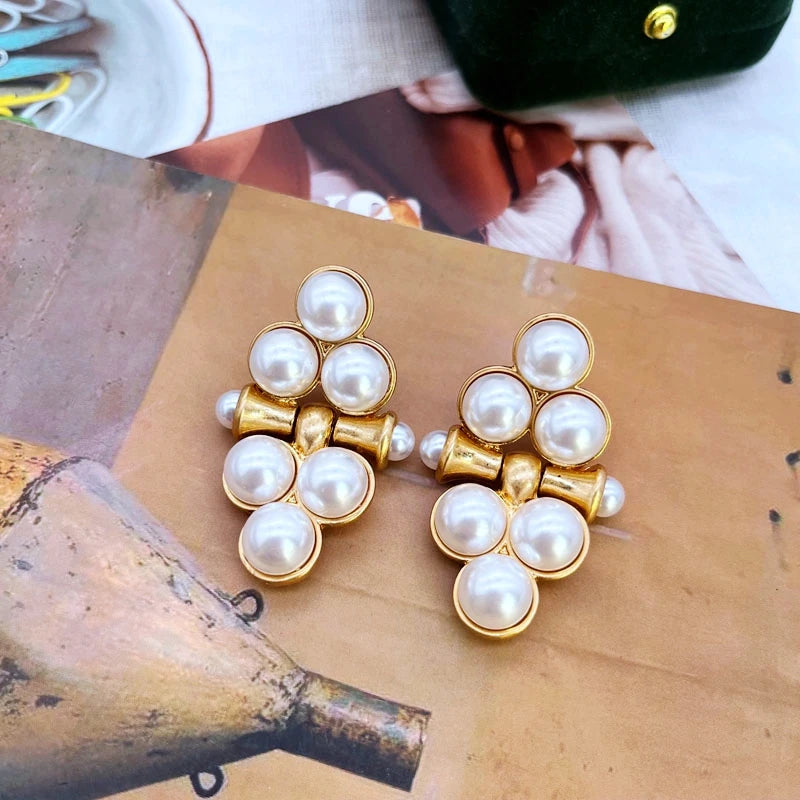 Statement Earrings Pearls Party Jewelry Vintage Accessories Modern