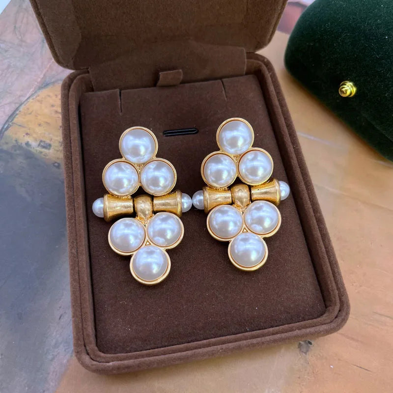 Statement Earrings Pearls Party Jewelry Vintage Accessories Modern