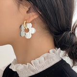 Metallic Flower Earrings Personality Jewelry