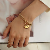 Heart Pendant Bracelet Stainless Steel