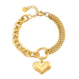 Heart Pendant Bracelet Stainless Steel