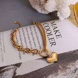 Heart Pendant Bracelet Stainless Steel