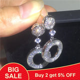 CZ Drop Earring 925 Silver Wedding Dangle for Bride