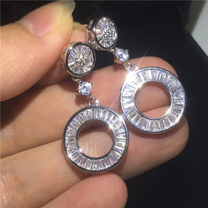 CZ Drop Earring 925 Silver Wedding Dangle for Bride
