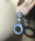 CZ Drop Earring 925 Silver Wedding Dangle for Bride