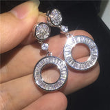 CZ Drop Earring 925 Silver Wedding Dangle for Bride