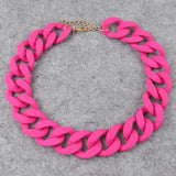 Matte Red Long Chain Necklace Vintage Chunky Choker Pendant