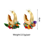 Colorful Bead Dangle Earrings Exaggerated Ethnic Pendant Jewelry
