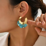 Colorful Bead Dangle Earrings Exaggerated Ethnic Pendant Jewelry