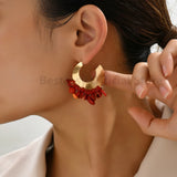 Colorful Bead Dangle Earrings Exaggerated Ethnic Pendant Jewelry