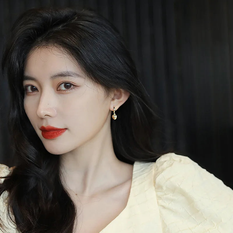 Minimalist Heart Pendant Earrings for Women