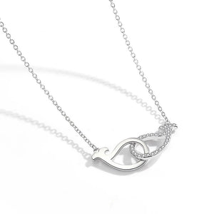 Fish 925 Sterling Silver Infinity Heart Necklace for Women