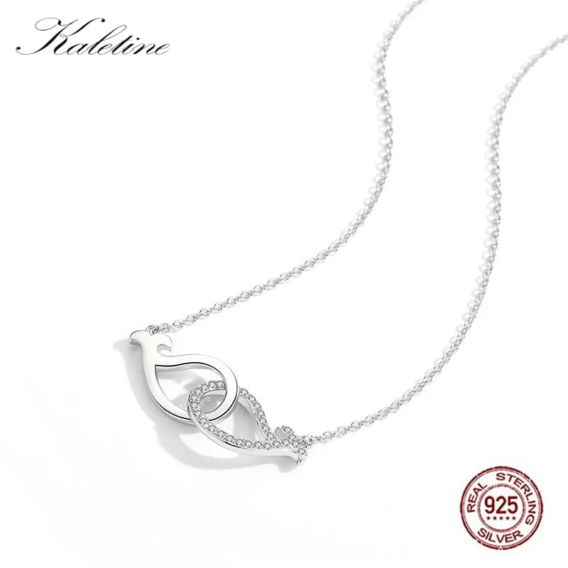 Fish 925 Sterling Silver Infinity Heart Necklace for Women