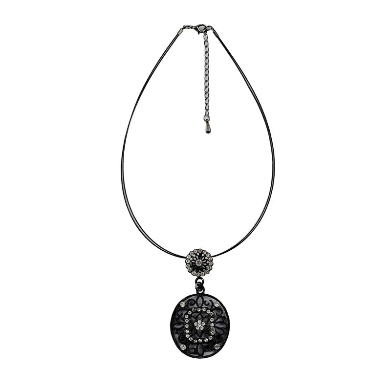 Crystal Statement Necklace with Rope Pendant