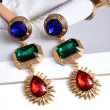 Colorful Crystal Long Drop Earrings Glass Rhinestone Jewelry