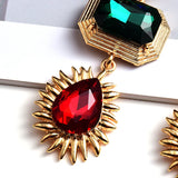 Colorful Crystal Long Drop Earrings Glass Rhinestone Jewelry