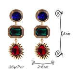 Colorful Crystal Long Drop Earrings Glass Rhinestone Jewelry
