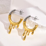 Open Hoop Earrings Women, Liquid Flowing Metal Earring