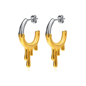 Open Hoop Earrings Women, Liquid Flowing Metal Earring