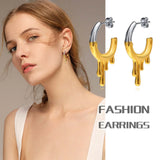 Open Hoop Earrings Women, Liquid Flowing Metal Earring