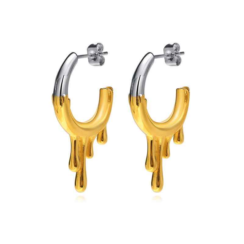 Open Hoop Earrings Women, Liquid Flowing Metal Earring