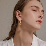 Open Hoop Earrings Women, Liquid Flowing Metal Earring