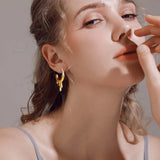 Open Hoop Earrings Women, Liquid Flowing Metal Earring