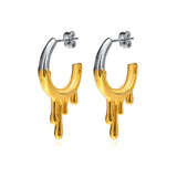 Open Hoop Earrings Women, Liquid Flowing Metal Earring