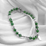 Pearl Agate Male Necklace Hip hop Men's Chain Bead Choker Stainless Steel
