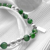 Pearl Agate Male Necklace Hip hop Men's Chain Bead Choker Stainless Steel