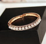 Pearl Charm Bracelet Silver Crystal Cuff Bangles